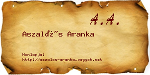 Aszalós Aranka névjegykártya
