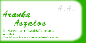 aranka aszalos business card